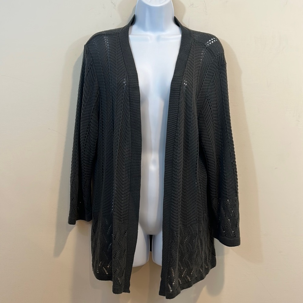 Notations Woman Long Sleeve Peak-A-Boo Cardigan Sweater